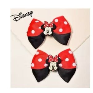 Disney Red and Black Minnie Mouse Polka Dot Bow Clips